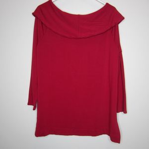 Chicos Zenergy valentines red pullover shirt wide collar-Chicos Sz 2 (US12-14)